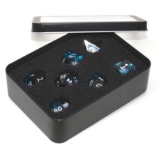 Dobbelst.Set Galaxy Blauw Tin doosje Dobbelst.Set Galaxy Blauw Tin doosje