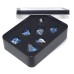 Dobbelst.Set Metaal Draak Silver/Blauw Tin Doosje Dobbelst.Set Metaal Draak Silver/Blauw Tin Doosje