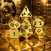 Dobbelst.Set Metaal Goud Tin doosje Dobbelst.Set Metaal Goud Tin doosje