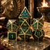 Dobbelst.Set Metaal Romeins Goud/Groen Tin doosje Dobbelst.Set Metaal Romeins Goud/Groen Tin doosje