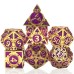 Dobbelst.Set Metaal Goud/paars pijlen tin doosje Dobbelst.Set Metaal Goud/paars pijlen tin doosje