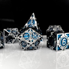 Dobbelst.Set Metaal Silver/Blauw pijlen