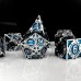 Dobbelst.Set Metaal Silver/Blauw pijlen