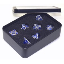 Dobbelst.Set Metaal Silver/Blauw pijlen