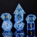 Dobbelst.Set Glas Shattered Blauw in tin doosje Dobbelst.Set Glas Shattered Blauw in tin doosje