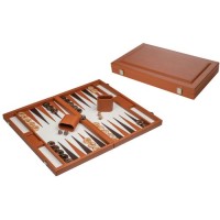 Backgammon bruin, kunstleer ingel. 47cm Backgammon bruin, kunstleer ingel. 47cm