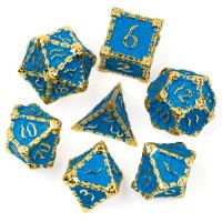Dobbelstenenset Metaal Blauw Goud
