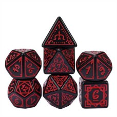 Dobbelst.Set Druide Zwart/Rood