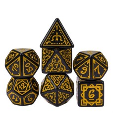 Dobbelst.Set Druide Zwart/Geel
