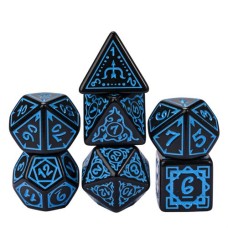 Dobbelst.Set Druide Zwart/Blauw