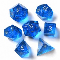 Dobbelst.Set Glas Shattered Blauw in tin doosje Dobbelst.Set Glas Shattered Blauw in tin doosje